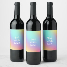 Freeform Pastel Rainbow Gradient Wine Labels Weinetikett