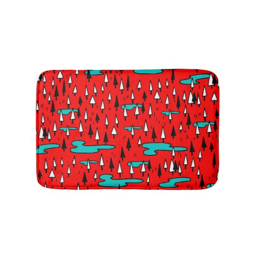 Freehand Bäume: skandinavisches Weihnachtsmuster. Badematte (Vorderseite)