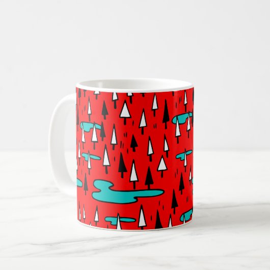 Freehand Bäume: skandinavisches Weihnachtsmuster. Kaffeetasse (Vorderseite Links)