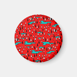 Freehand Bäume: skandinavisches Weihnachtsmuster. Magnet