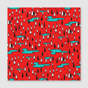 Freehand Bäume: skandinavisches Weihnachtsmuster. Magnetkarte