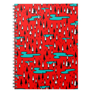 Freehand Bäume: skandinavisches Weihnachtsmuster. Notizblock