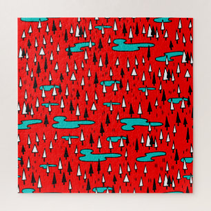 Freehand Bäume: skandinavisches Weihnachtsmuster. Puzzle