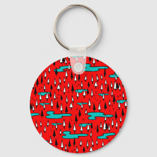 Freehand Bäume: skandinavisches Weihnachtsmuster. Schlüsselanhänger