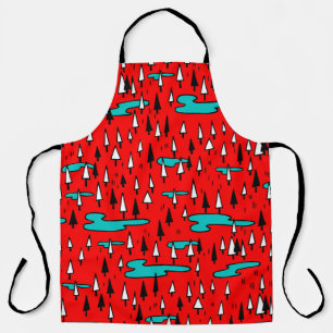 Freehand Bäume: skandinavisches Weihnachtsmuster. Schürze