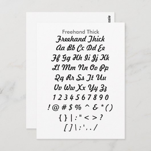 Freehand Diick - Zazzle Schriftart Sampler Sheet Postkarte (Vorne/Hinten)