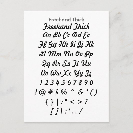Freehand Diick - Zazzle Schriftart Sampler Sheet Postkarte (Vorderseite)