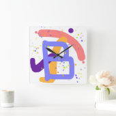 FREEHAND-MONOGRAM-INITIAL B QUADRATISCHE WANDUHR (Zuhause)