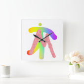 FREEHAND-MONOGRAMM QUADRATISCHE WANDUHR (Zuhause)