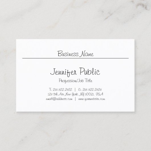 Freehand Script Chic Modernes Minimalistisches Sch Visitenkarte (Vorderseite)