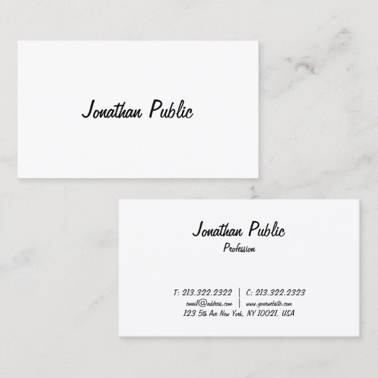 Freehand Script Design Smart Chic Trendy Schlicht Visitenkarte (Vorne/Hinten)