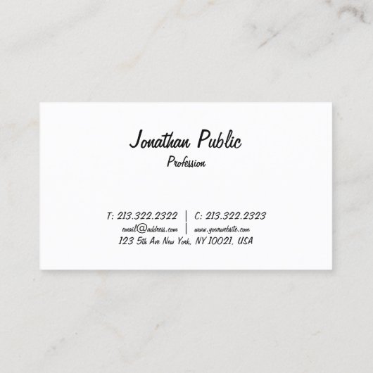 Freehand Script Design Smart Chic Trendy Schlicht Visitenkarte (Rückseite)