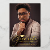 Freehand Script Front/Back Foto Abschluss Folieneinladung (Vorderseite)