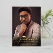 Freehand Script Front/Back Foto Abschluss Folieneinladung (Stehend vorne)