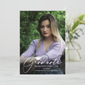 Freehand Script Front/Back Foto Abschluss Invita Einladung (Stehend Vorderseite)