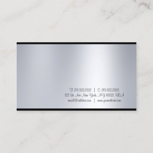 Freehand Script Silver Look Moderner Minimaler Sch Visitenkarte (Rückseite)