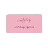 Freehand Script Text Elegante rosa Moderne Vorlage Adressaufkleber (Vorne)