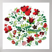 Freehand Ungarisch Matyo Red und Green Poster (Vorne)