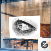 Freehand Zeichnete schöne Frauen in Mascara Fensteraufkleber (Café-Fenster)