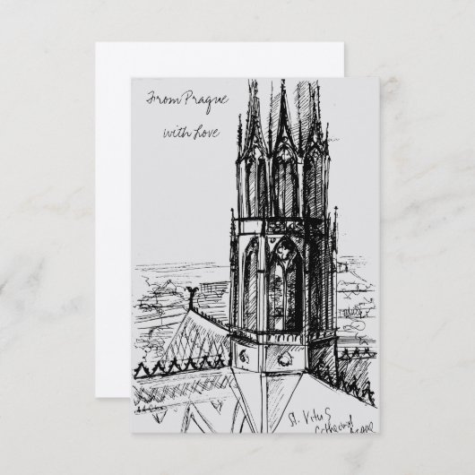 Freehe zeichne mit Liebe aus Prag Dankeskarte (Vorne/Hinten)