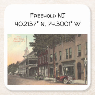 Freehold NJ Kartenkoordinate 1909 im Vintage-Stil Rechteckiger Pappuntersetzer