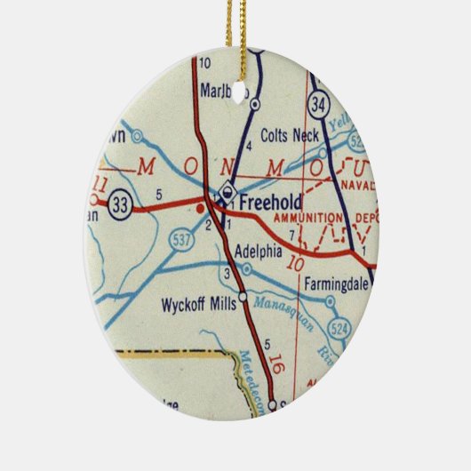 Freehold NJ Map Keramik Ornament (Rechts)