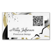 Freelance Design Abstrakt QR Code Gold Black Magnetische Visitenkarte (Vorderseite)