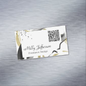 Freelance Design Abstrakt QR Code Gold Black Magnetische Visitenkarte (Beispiel)