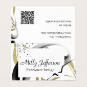 Freelance Design Abstrakt QR Code Gold Black Visitenkarten (Außenseite Aufgefaltet)