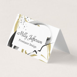 Freelance Design Abstrakt QR Code Gold Black Visitenkarten