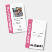 Freelance Fotograf Abzeichen in Bright Fuchsia Ausweis (Front & Back)
