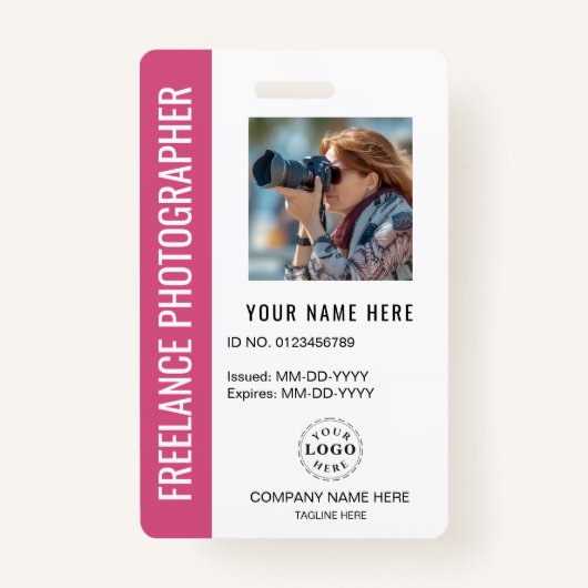 Freelance Fotograf Abzeichen in Bright Fuchsia Ausweis (Vorderseite)