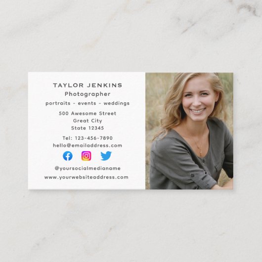 Freelance Fotograf Social Media Headshot Foto Visitenkarte (Vorderseite)