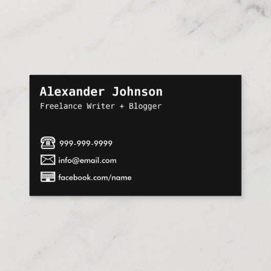 Freelance Writer Blogger Reporter Journalist Visitenkarte (Rückseite)