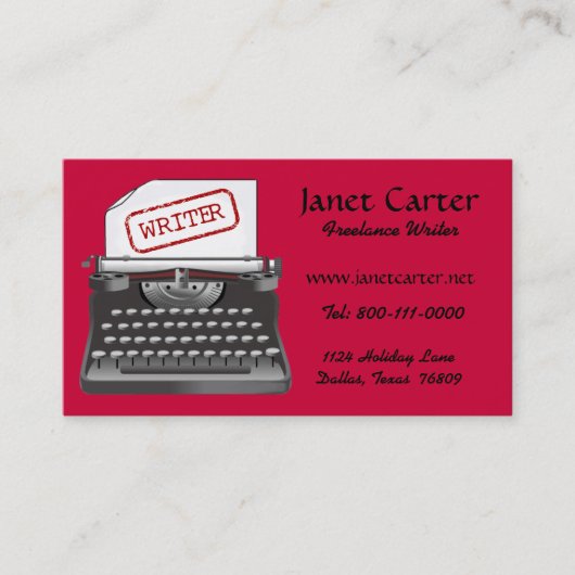 Freelance Writer Business Cards Visitenkarte (Vorderseite)