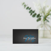 Freelance Writer Dark Metal Cursive Monogram Visitenkarte (Stehend Vorderseite)