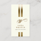 Freelance Writer Elegant GoldStripe ScriptMonogram Visitenkarte (Vorderseite)