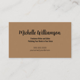 Freelance Writer Minimal Warm Brown Visitenkarte