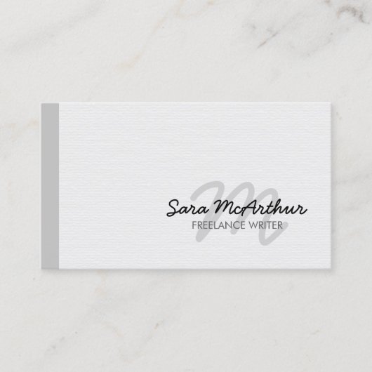 Freelance Writer Monogram Business Card Visitenkarte (Vorderseite)