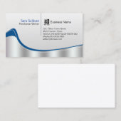 Freelance Writer Print Publishing Silver Wave Visitenkarte (Vorne/Hinten)
