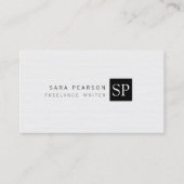 Freelance Writer Print Publishing Simple Monogram Visitenkarte (Vorderseite)