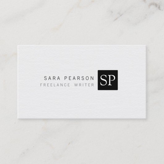 Freelance Writer Print Publishing Simple Monogram Visitenkarte (Vorderseite)