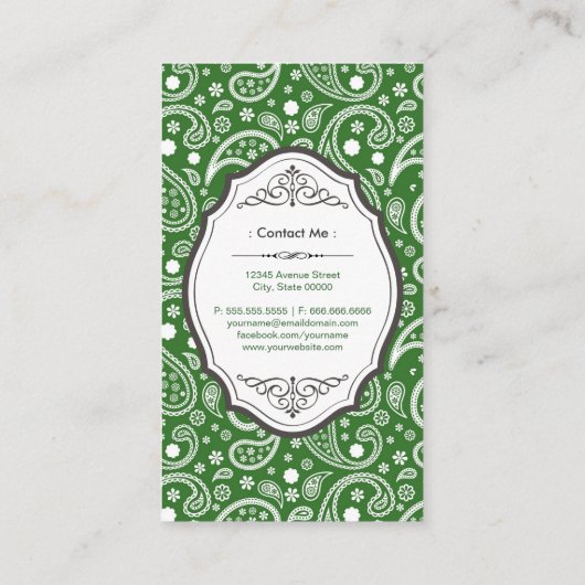 Freelance Writer - Retro Paisley Pattern Visitenkarte (Rückseite)