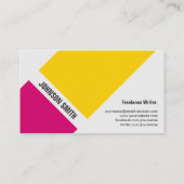 Freelance Writer - Simple Pink Yellow Visitenkarte (Rückseite)