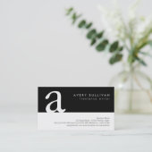 Freelance Writer Simple Schwarz-weiß Monogram Visitenkarte (Stehend Vorderseite)