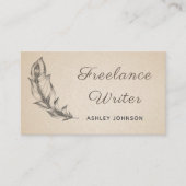 Freelance Writer Sketch Feather Modern Script Boho Visitenkarte (Vorderseite)
