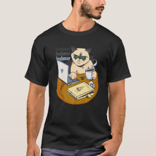 Freelancekatze aus Zuhause-Pizza-Kaffee T-Shirt