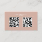 Freelancer Blush Minimalistischer Qr-Code Visitenkarte (Rückseite)