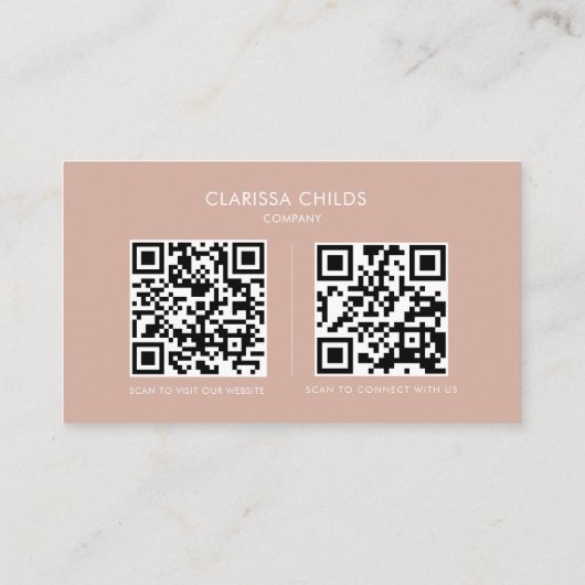 Freelancer Blush Minimalistischer Qr-Code Visitenkarte (Rückseite)