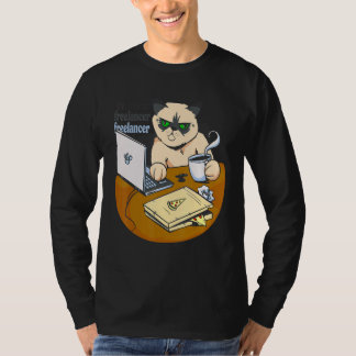freelancer cat working from home pizza   coffee T-Shirt
